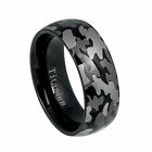 8mm Men's or Ladies Titanium Camo Military Gray Army Design Wedding Band Ring