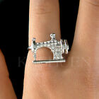 ~Sewing machine made with Swarovski Crystal Seamstress Quilter Sewer Tailor Ring