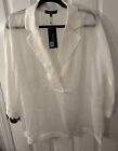 NWT ($348) Lafayette 148 NY (Nordstrom) Women’s Size L White Blouse Top Ramie