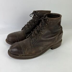 Chippewa Mens Lace Up Brown Leather Cap Toe Moto Boots Size 12?