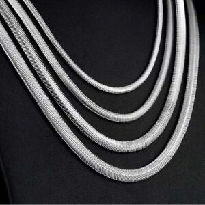 1.6-8mm Real Stainless Steel Silver Flat Snake Chain Necklace Women Men 18-36''