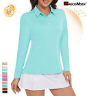 Womens UPF50+ Polo Shirts Long Sleeve Fishing Shirt Golf Tennis UV Top