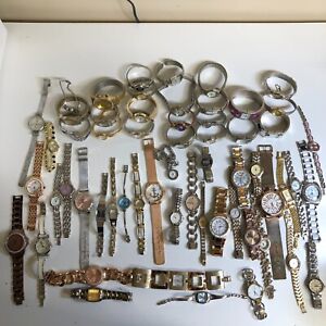 Lot Of 60 Assorted Womens Watches Untested Vintage Gold Silver Mix Tone Metal