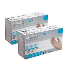 AMMEX Clear Vinyl Disposable Exam Gloves 3 Mil Latex & Powder Free/Food-Safe