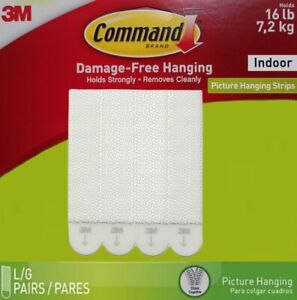 3M Command Brand Picture Hanging Strips Large, 2 Pairs (4 Strips)