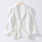 Mens Casual Jacket Formal Business Cotton Linen Two Button Slim Fit Suits Coat ♧