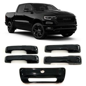 For 2019-2023 Ram 1500 GLOSS BLACK 4 Dr Handle + Tailgate Covers W/O Smartkey (For: 2019 Ram)