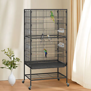 52 in Large Bird Cage Parrot cage Cockatiel Finch Pet Parakeet Rolling Stand cag