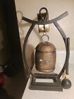 Vintage Chinese Style Brass Bell & Stand w/ Striker  Nice Condition  GREAT SOUND