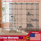 Large Cat Cage Enclosure Wire 5-Tier Kennel DIY Playpen Catio W/ Stairs Black