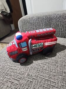 New ListingHess Plush Red Fire Truck w/Lights & Songs No Box 2020 Tested