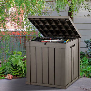 51 Gallon Outdoor Storage Box Rattan Garden Cushion Organizer Patio Deck Cabinet