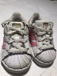 Toddler Pink And White Superstar Adidas Size 3
