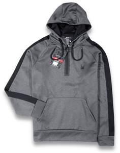 SPYDER ProWeb SPM815A 1/4 Zip Hoodie - NEW Mens Large Charcoal - #42006-T8