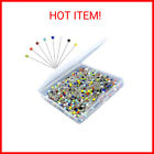 500PCS Sewing Pins for Fabric, Straight Pins with Colored Ball Glass Heads Long