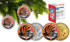 CINCINNATI BENGALS Colorized JFK Half Dollar 2-Coin Set NFL Christmas Ornaments