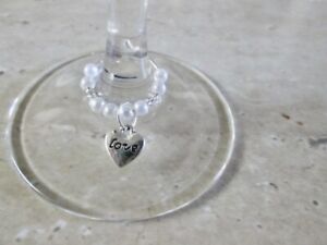 WINE GLASS CHARMS SET 2 HEART DRINK GRAD PARTY FAVOR GIFT WEDDING BIRTHDAY