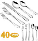 40Pc Stainless Steel Cutlery Set Spoon Fork Knife Flatware Dinnerware Silverware