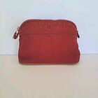 Authentic HERMES Bolide Cosmetic Bag Pouch Purse MM Canvas Leather Red  Vintage