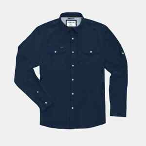 Poncho Button Down Shirt Men's L Regular Fit In Navy MSRP $90