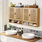 Bamboo Cupboard Storage Cabinet Kitchen Bathroom Spacesaver  with 3-tier Shelves