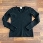 MAGASCHONI Solid V-neck Cashmere Pullover Sweater In Black Size Small