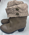 Muk Luk Women's Sweater Boots Brown Size 9 Button Accent