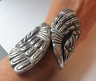 Vintage 1940s 925 TAXCO MEXICO Sterling Silver CLAMPER CUFF BRACELET 61 Grams