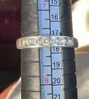 sterling silver channel-set baguette Moissanite wedding band ring size 8