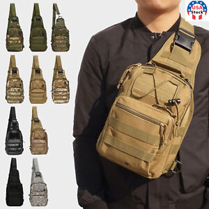 Tactical Backpack Mens Bag Outdoor Shoulder Travel Hiking Molle Sling Chest Pack