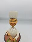 beautiful Vintage ANRI Italy Carved Wood Mechanical Bottle Stopper Chef