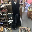 True Vintage 1930’s Black Satin Womens Evening Gown Period Bias Cut Dress