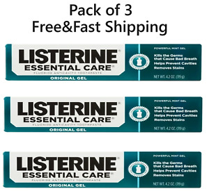 Listerine Essential Care Original Gel Fluoride Mint Toothpaste, 4.2 oz, 3 pk