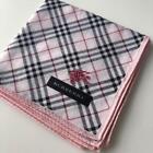 Unused Burberry Cotton Scarf Handkerchief Check Pink 50×50cm