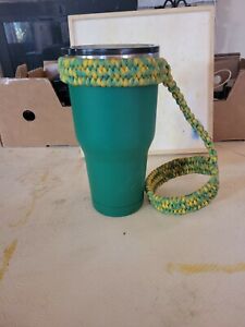 Green OZARK TRAIL 30oz Tumbler  with green & yellow handwoven paracord handle
