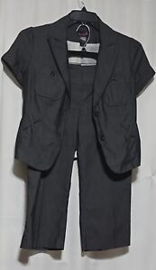 Womens Charcoal Gray Blazer Jacket Capri Suit 2pc Set Size M  Lined Jacket