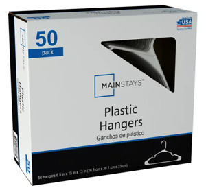 Mainstays Adult & Teen Clothing Hangers, 50 Pack, White, Durable Plastic