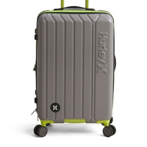 HURLEY 2pc 21in/25in Gray Striped Logo Hardcase Expandable Spinner Luggage Set