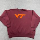 Vintage Virginia Tech Hokies Sweatshirt Men XL Maroon Crew Neck Sweater Y2K JR*