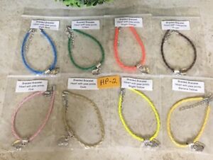 HP-2 Lot of 8 Braided Leather Charm Bracelets with Heart with Paw Prints Colors