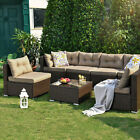7PCS Outdoor Rattan Wicker Patio Set Garden Lawn Sofa Chair Cushioned Furniture