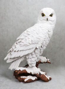 Mystical White Snow Owl Bird Statue 12.25