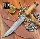 Forged Bowie Knife Twist Damascus Olive Wood Damascus Guard Camping Bushcraft