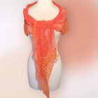 Orange and Coral Floral Lace Scarf or Wrap