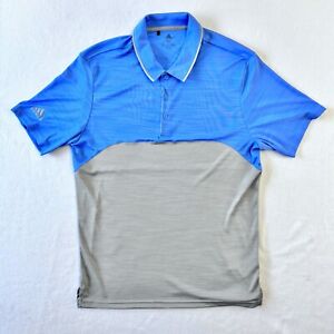 Adidas Mens Color Blocked Melange Golf Polo Shirt, Short Sleeve, Blue Grey