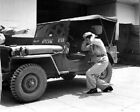 WAC Soldier checking her hat with Jeep mirror 8X10 WWII WAAC W.A.C. Photo 15a