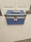 Aluminum Makeup Blue Train Case Jewelry Box Cosmetic Organizer with Mirror 9