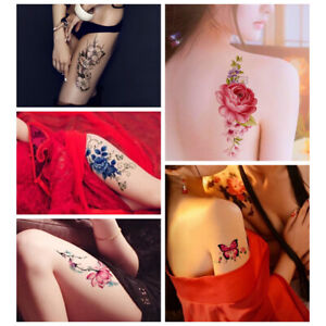 Women Flowers Waterproof Body Temporary Tattoos Stickers US
