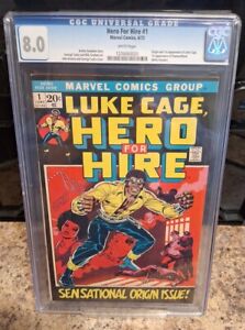 Hero for Hire #1 CGC 8.0 1st appearance of Luke Cage WHITE PAGE OLD LABEL!