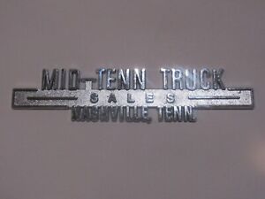 Vintage Mid-Tenn Truck Sales Nashville Tennesee Metal Dealer Badge Trunk Emblem